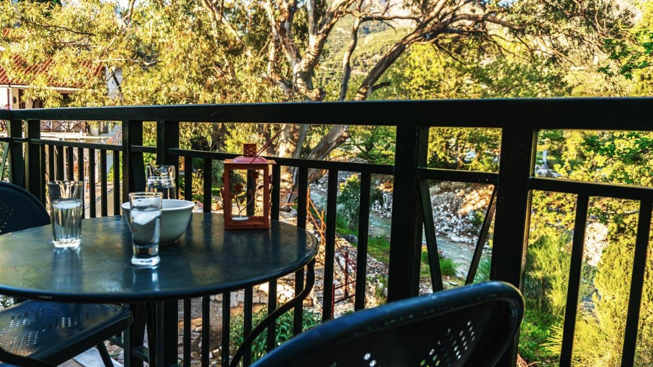 Steinturm Mit Dach-Terrasse Zwischen Fluss, Meer Und Gebirge- Spiti Pirgos Paralia Sergoulas Bagian luar foto